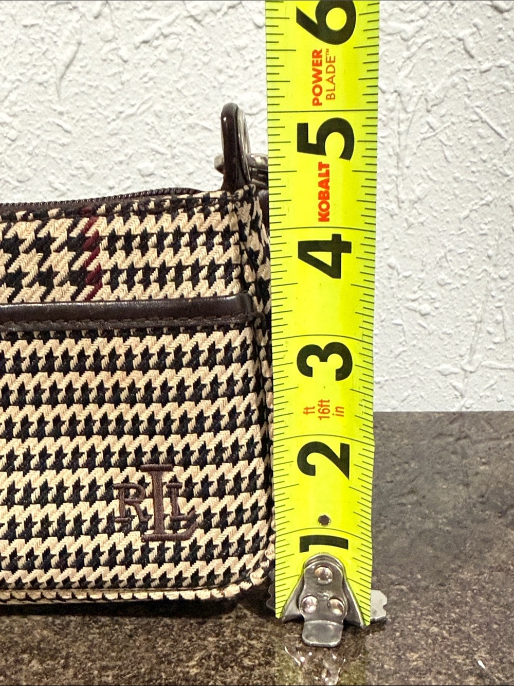 Vintage Y2K Ralph Lauren Brown Plaid Houndstooth Small Shoulder Bag Baguette - Picture 12 of 16